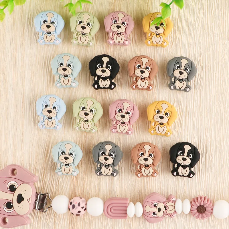 Kovict Dog Baby Silicone Beads Teether Clips Cartoon Animals Teeth Care Pendants DIY Pacifier Chain Accessories Toys 220726
