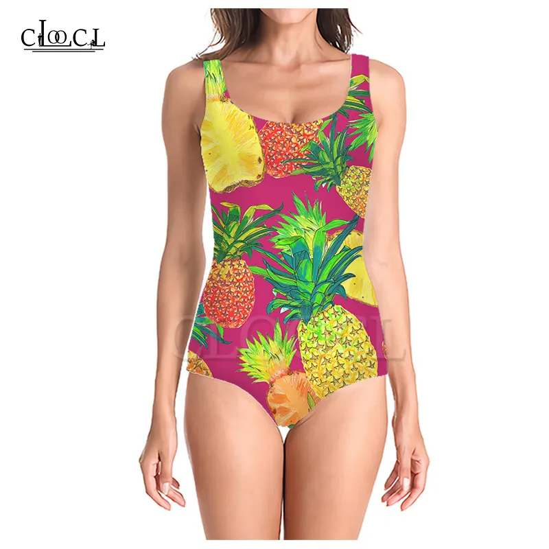 est модный цельный купальник с 3D принтом фруктов и ананаса для девочек, купальный костюм без рукавов, тонкий сексуальный купальник 220617