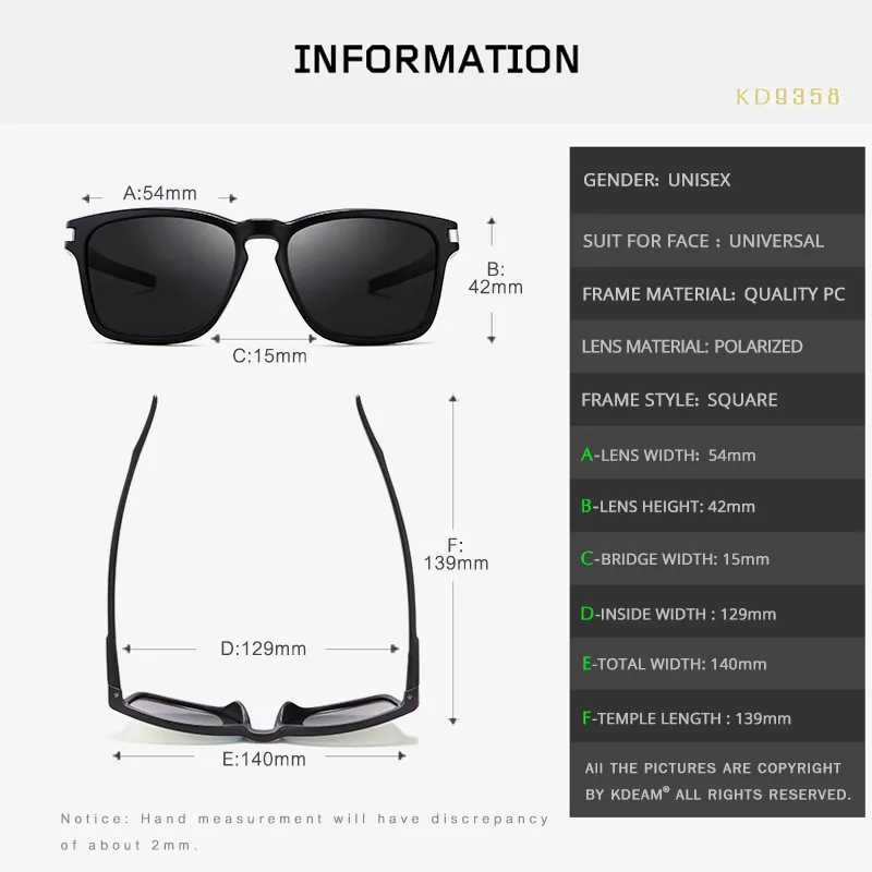 KDEAM UnisexFit Design Sunglasses Polarized Clean Look Shatterresistant Sun Glasses Men Sport Shades lentes de sol 2204078547475