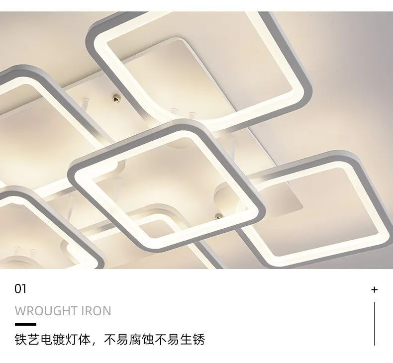 Geometryczne nowoczesne sufit LED Kwadratowy aluminiowy oświetlenie żyrandola do salonu sypialnia kuchnia lampa domowa 214L