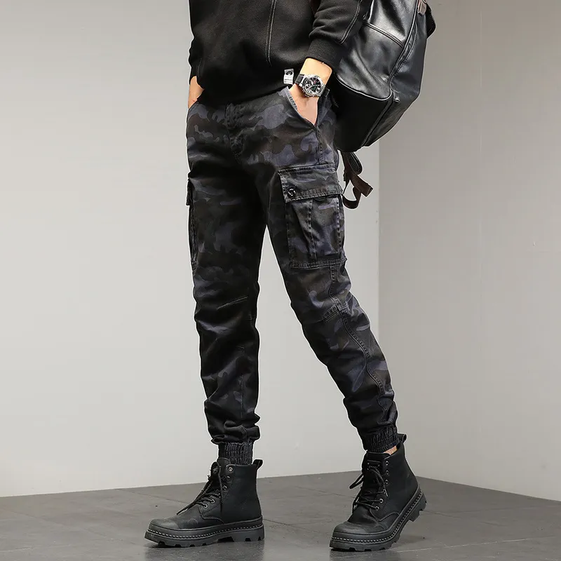 Mens Cargo Pants Techwear Camo Baggy Fashion Military Joggers Male Trousers Streetwear Casual for 220422