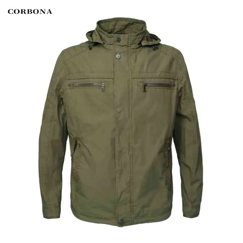 Corbona 2022 novos homens jaqueta superdimizados força exército moda ao ar livre multi bolsos à prova de vento windbreaker casaco marinho azul verde parka