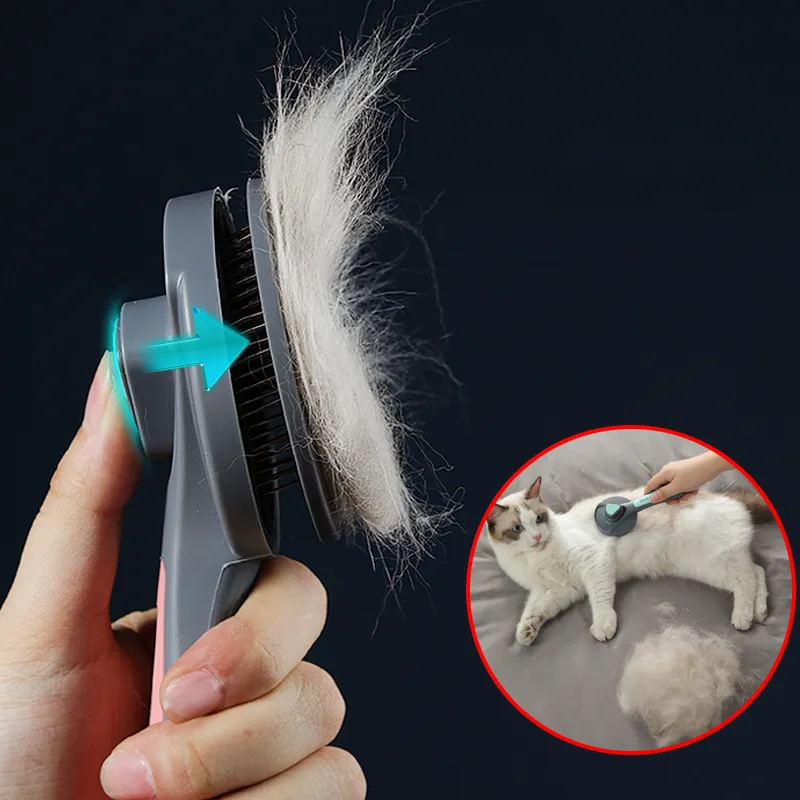 Kimpets Cat Comb Dog Hair Remover Brush Pet Grooming Slicker Needle Combes يزيل الإكسسوارات المتشابكة للتنظيف الذاتي للحيوانات الأليفة