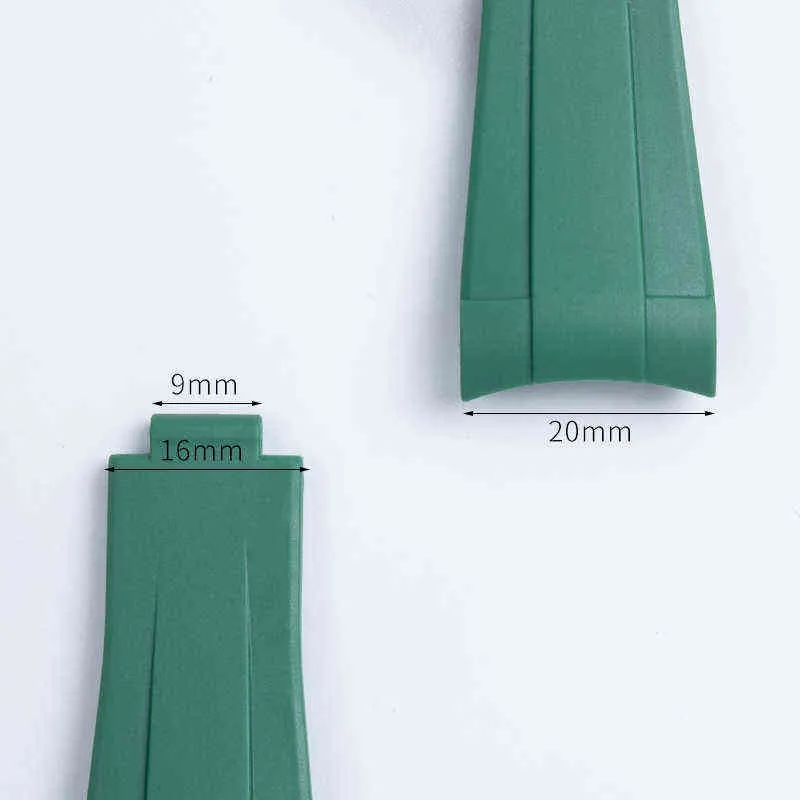 20mm Rubber Band Black Green Blue Adjustable Fold Buckle Band for Strap For Submariner263O