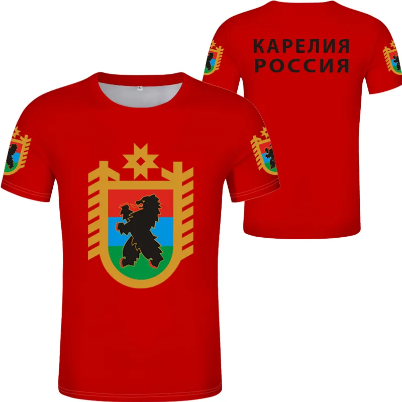 Karelia tshirt gratis skräddarsydd namn nummer karjalan tazavalla t shirt flagga diy ryska ryska rossiya segezha kem kläder 220616GX