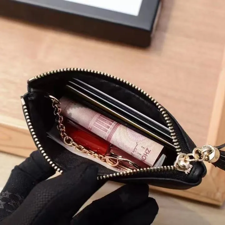 Schlüsselbeutelkoin -Geldbeutel -Designer -Brieftaschen Zippy Wallets Kartenhalter Lippenstiftbeutel mit Kastenstaubbeutel Top -Qualität 14cm3051