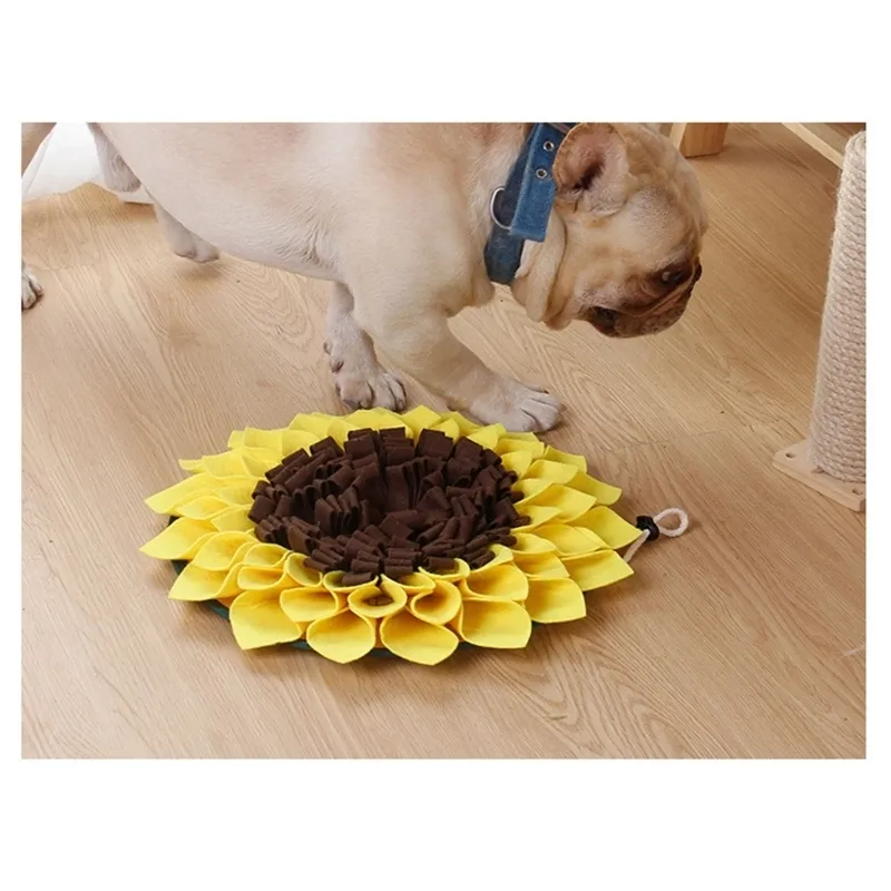 Pet Dog Snuffle Mat Nariz Slorve Treinamento Sniffing Pad Dispensador de alimentos de alimentação lenta aliviar o quebra -cabeça de girassol estresse 220510