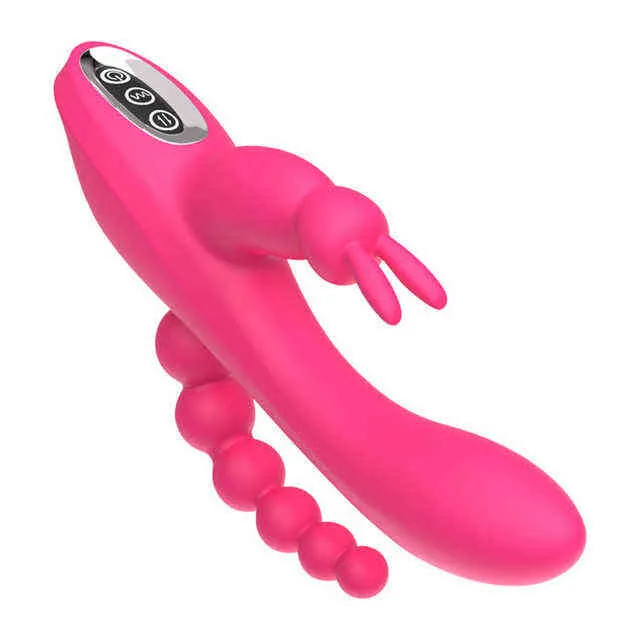 NXY Vibrators Hot Venda 3 em 1 g Rabbit Rabbit Dildo Anal vibrador para mulher Clitóris Vagina Estimulador impermeável massageador adulto brinquedos sexuais 0411