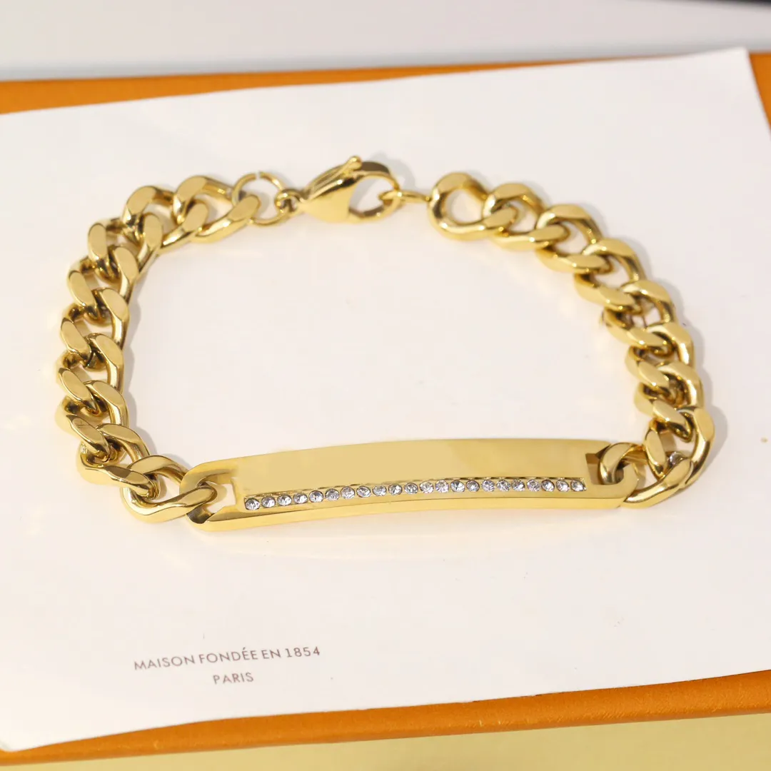 Fashion 18K Gold Plated Stainless Steel Chain Bracelet Titanium Luxury Brand Designer Letters Chain Bangle Men Women Metal Jewelry216s