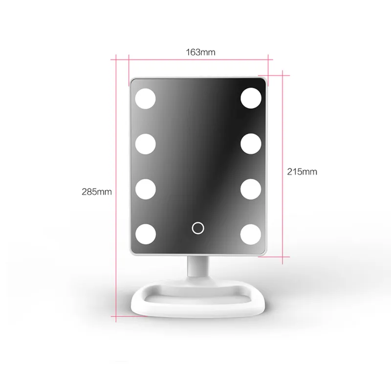 Specchio cosmetico portatile Luci a 8 LED Trucco regolabile camerino da tavolo Camera da letto con 220509