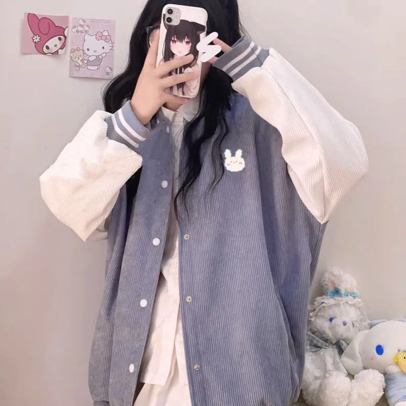 Automne japonais couleur blocage veste de Baseball fille douce kawaii femme étudiante coréenne lâche Cardigan pull veste 220816