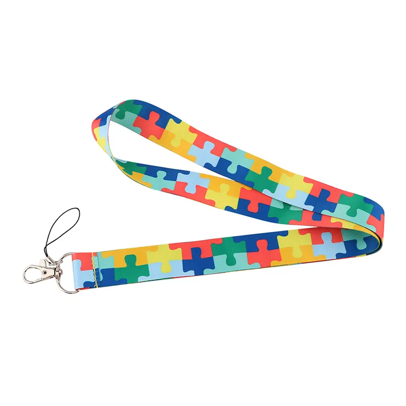 Autism Labyrinth lattice Neck Strap Lanyards ID badge keychain Mobile Phone Strap Gift Ribbon webbing necklace 220516