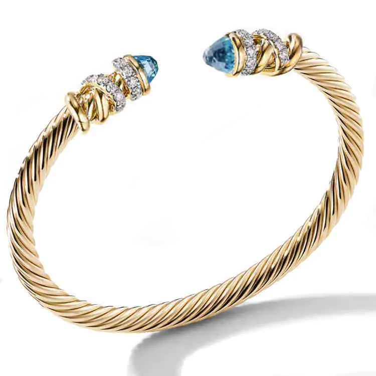 Juwely Fashion Bracelet Frauen gewebter Stahlseil mit Haoshi -Stainls Stahl 18K Gold Open Armband 7388266