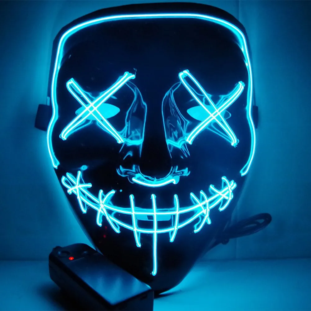 Halloween Neon Mask Led Mask Masque Masquerade Party Masks Light Glow In The Dark Masks Party Cosplay Costume
