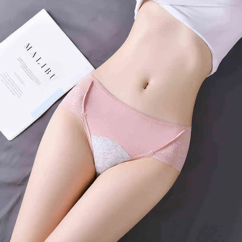 Az Miktar Pamuk Fiziksel Dönem Sızıntılı Menstrüel Panties Seksi Dantel Nefes Alabilir Kadınlar Kalinha İç Giyim L220802