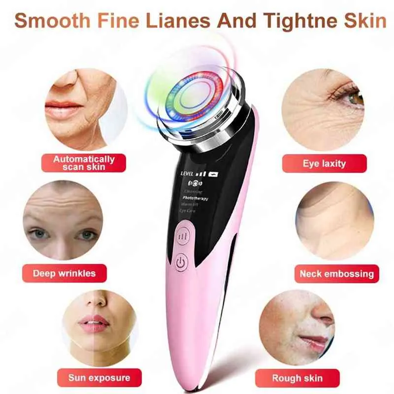 Face Massager High Frequency Ultrasonic Cleaning Skin Care Electroporation Lift Vibration Wrinkle Removal Anti Aging Beauty 220510