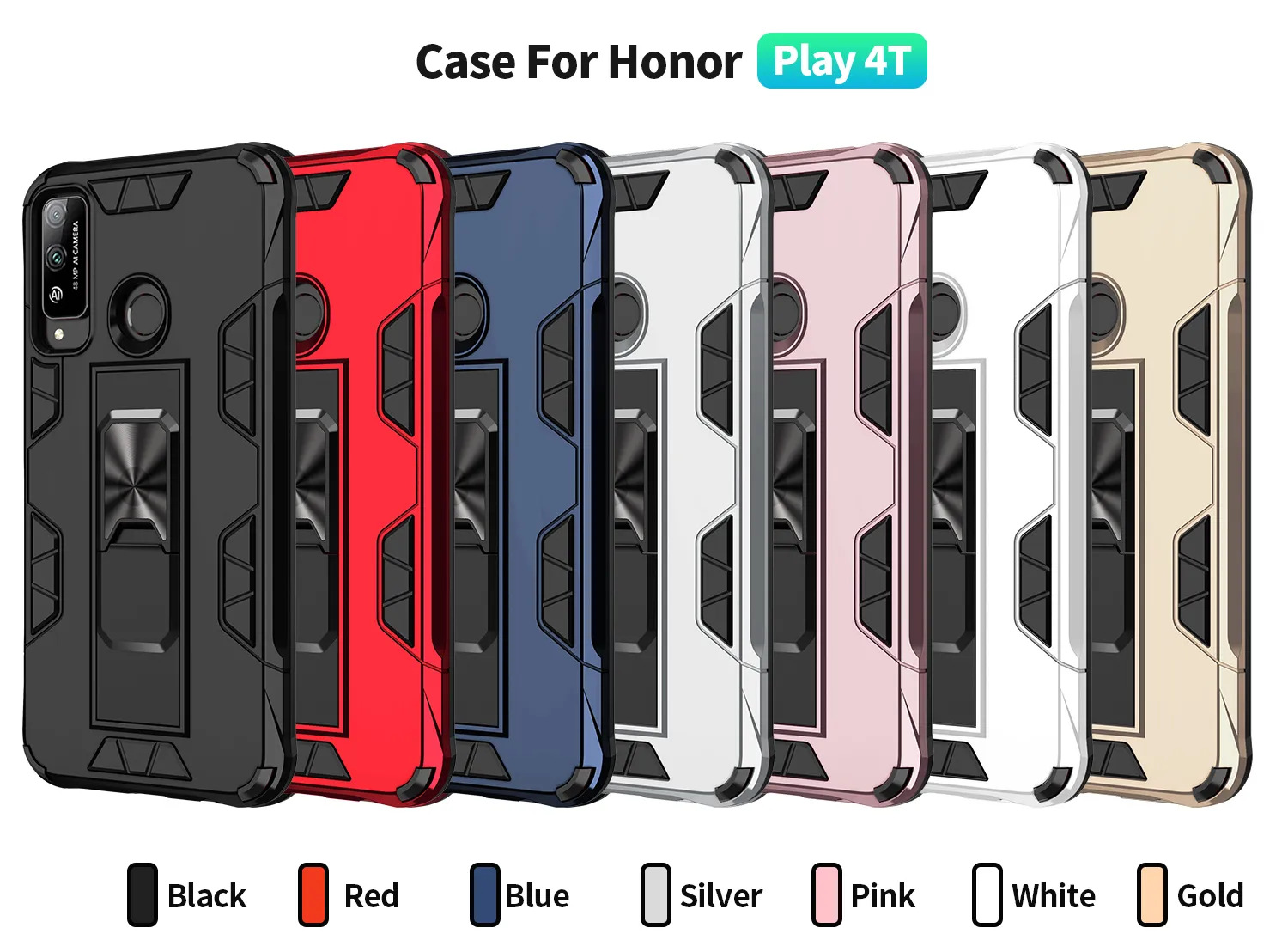 Étuis pour Huawei Honor Play 4T 10 Lite 9s 8s 8a étui antichoc support de voiture magnétique anneau couverture arrière pour Huawei Y5p Y7p 2020 P Smart Z