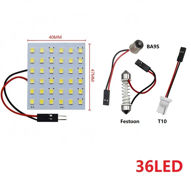 Neue Auto-Panel-Leuchte, Innen-Leselampe, neue superhelle 2835-LED-Dachlampe mit T10 W5W BA9S C5W-Sockel, Soffitte BA9S, Weiß, Blau, 12 V