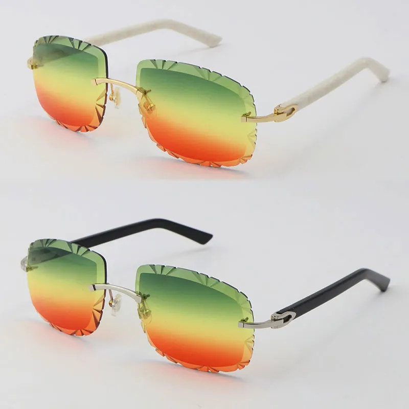 Whole Rimless White Genuine Plank Sun Glasses Oversized Round Sunglasses With C Decoration Blinged Out Gradient Lenses Unique 226p