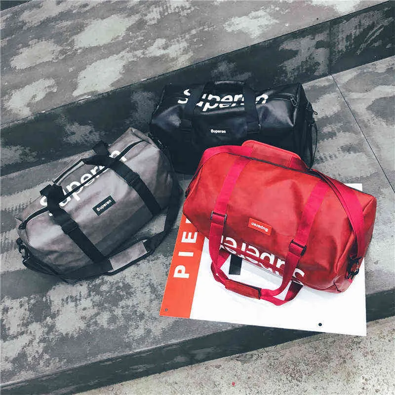Letras portátiles Bolsa de viaje de negocios PU Men's Sports Fitness Bag a corta distancia de almacenamiento ligero Bag 220306b