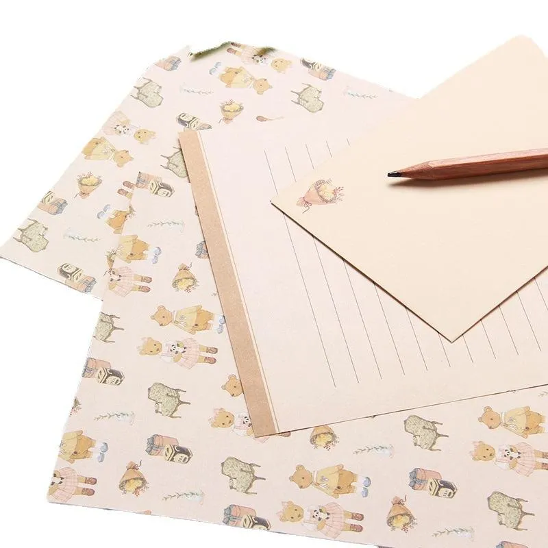 Cadeau cadeau A5 lettre papier à lettres enveloppe de papier ensemble belle fleur ligne page style littéraire papeterie294h