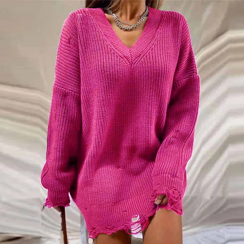 Tawie Y2K Oversize Sweter Sukienka Kobieta Zima Mini Dress Na Rok 2022 Sexy Dzianiny Z Długim Rękawem V Neck Elegancka Kobieta Dress 220317