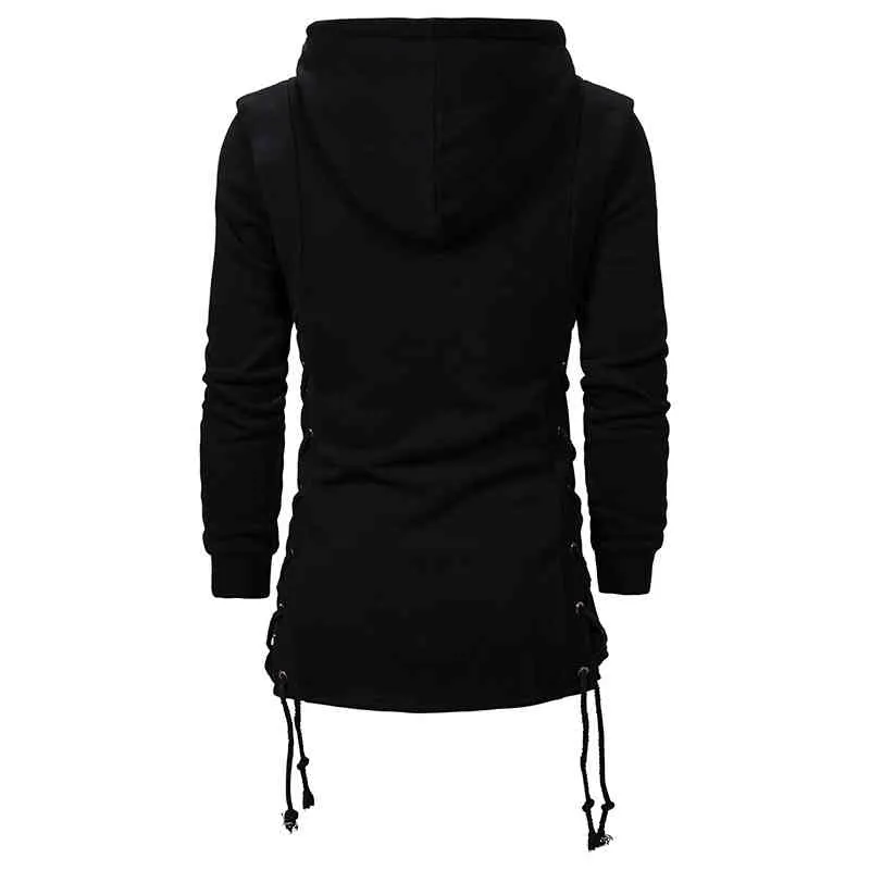 Sonbahar Yeni Erkekler Hoodies Tişörtü Rahat Katı Uzun Kollu Hoodie Slim Fit Assassin Creed Koyu Kapüşonlu Gevşek Ceket Kabanlar