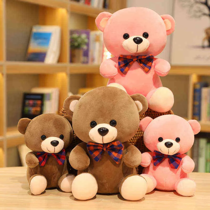 ПК CM Kawaii Tie Teddy Bear Plush Toy Beautiful Beautiful Harding Colls Куклы мягкие животные для детей девочки рождественские подарки J220704