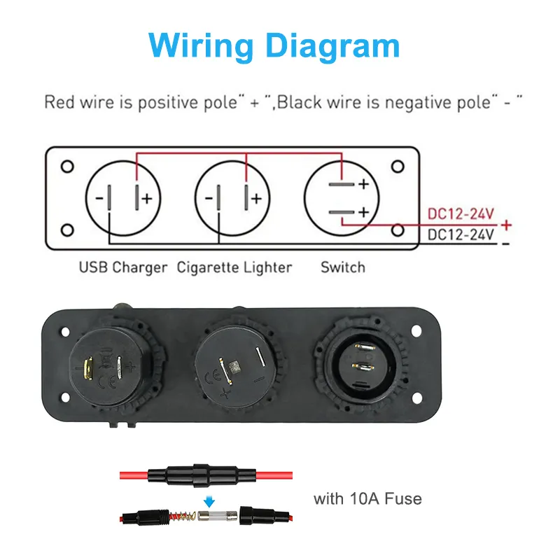 Yeni QC 3.0 12V Çift USB Araba Soketi LED voltmetre Çakar Soket Ayırt Cihaz Paneli Açık/Kapalı Kamyon Arabası için Rocker Geçiş Anahtarı