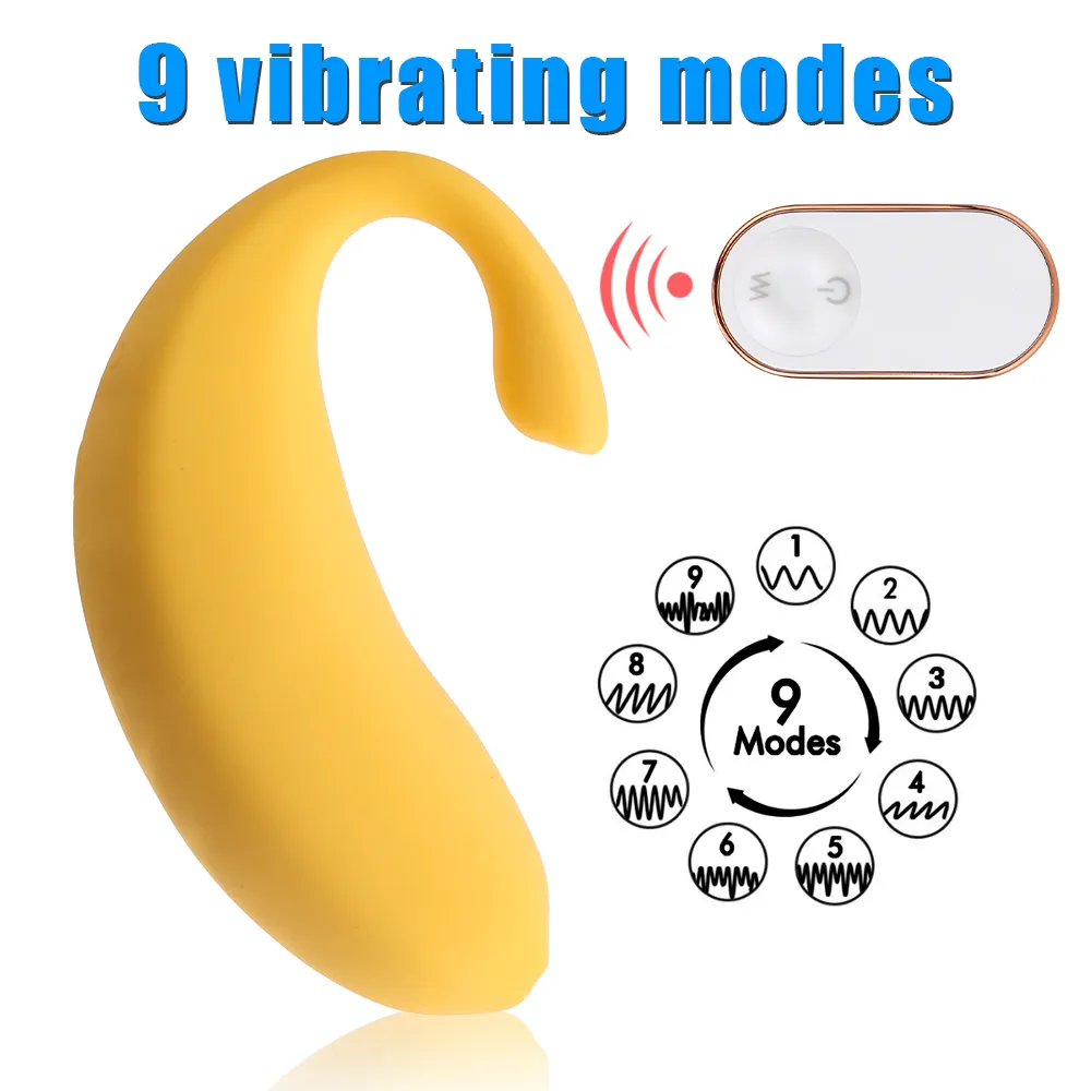 Gスポットディルドバナナ形状膣クリトリスティムガー装置9スピードワイヤレスリモートコントロール振動卵セクシーなおもちゃ