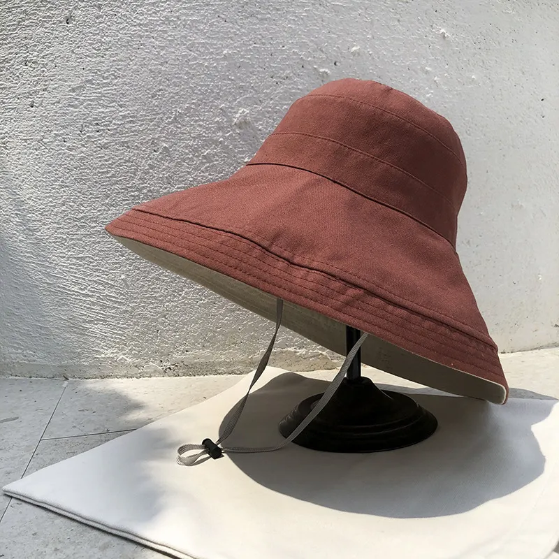 K22 Bucket Hat Fashion All-match Women's Panama Summer Big Brim Sun Double-Sided Fisherman Protection Visor 220624