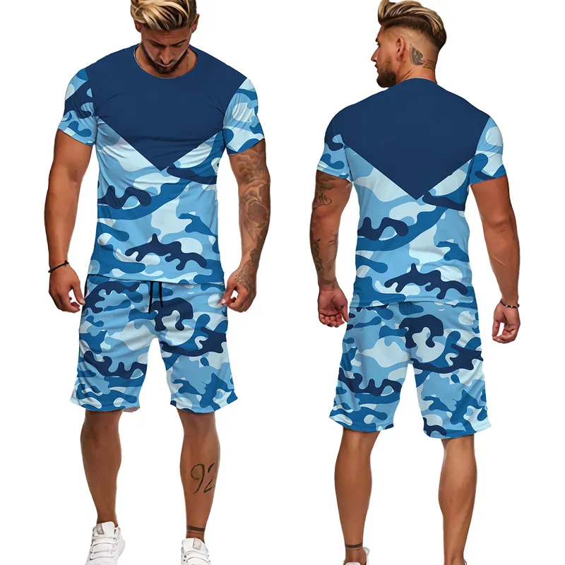 Summer Men S Kamuflage Tees Karty garnitury w stylu krótkiego rękawu w stylu sportowym T -koszulka