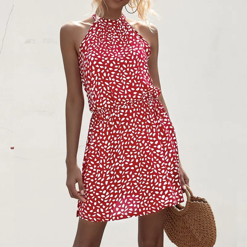 High Street Summer Seksowna kantar kwiatowy nadruk mini sukienka Vintage Sukiej bez rękawów plażowy impreza krótka sukienka dla kobiet 220517