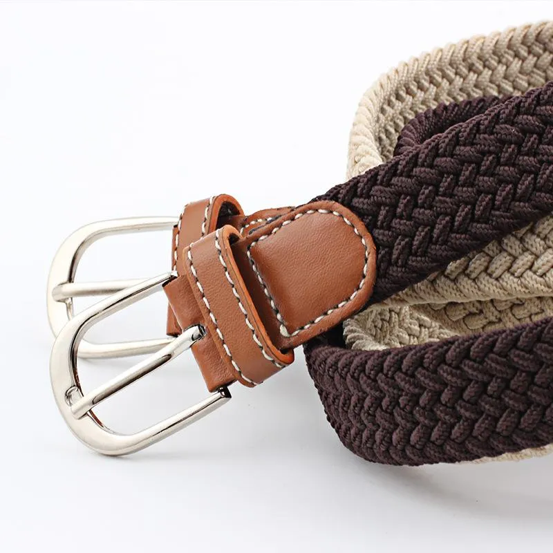 Cinturones de 120 cm colores femenino de punto de punto casual hebilla de hebilla de cinturón tejido tejido elástico estiramiento trenzado expandible para mujeres jeans228b
