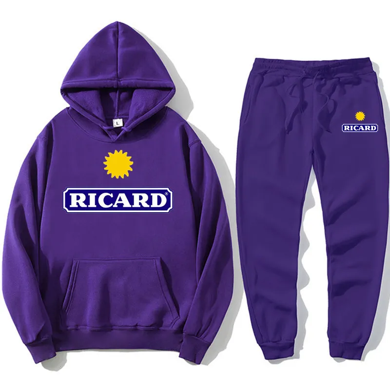 Ricard Brand 2 조각 세트 트랙 슈트 남자 후드 셔츠 팬츠 풀오버 까마귀 스포츠웨어 정장 Ropa Hombre 의류 220815