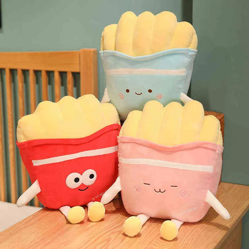 Cm Funny Food Fries Hugs Creative Simulation Stuffed Dolls Duffel Pillow Sleeping for Girls Kids J220704