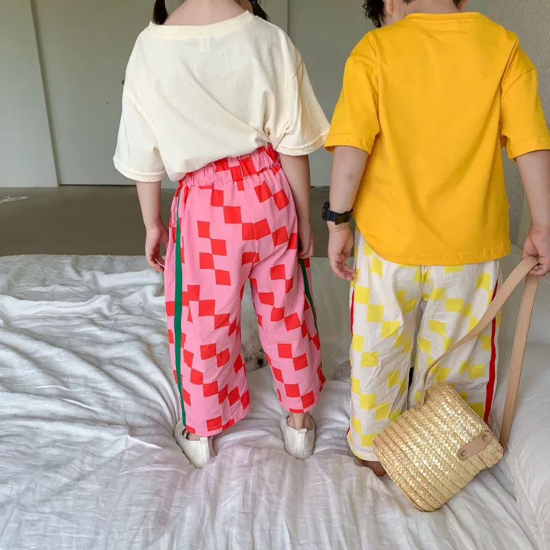 MILANCEL Summer Kids Clothes Cotton Casual Boys Pants Korean Girls Pants Loose Trousers Pants for Brothers and Sisters 220512