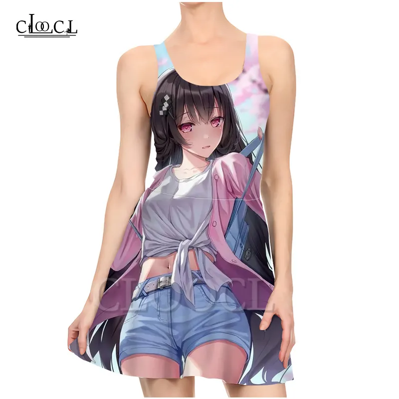 est Girl Anime 3D Print Dress Donna Estate Casual senza maniche Moda Abiti da festa Abiti 220617