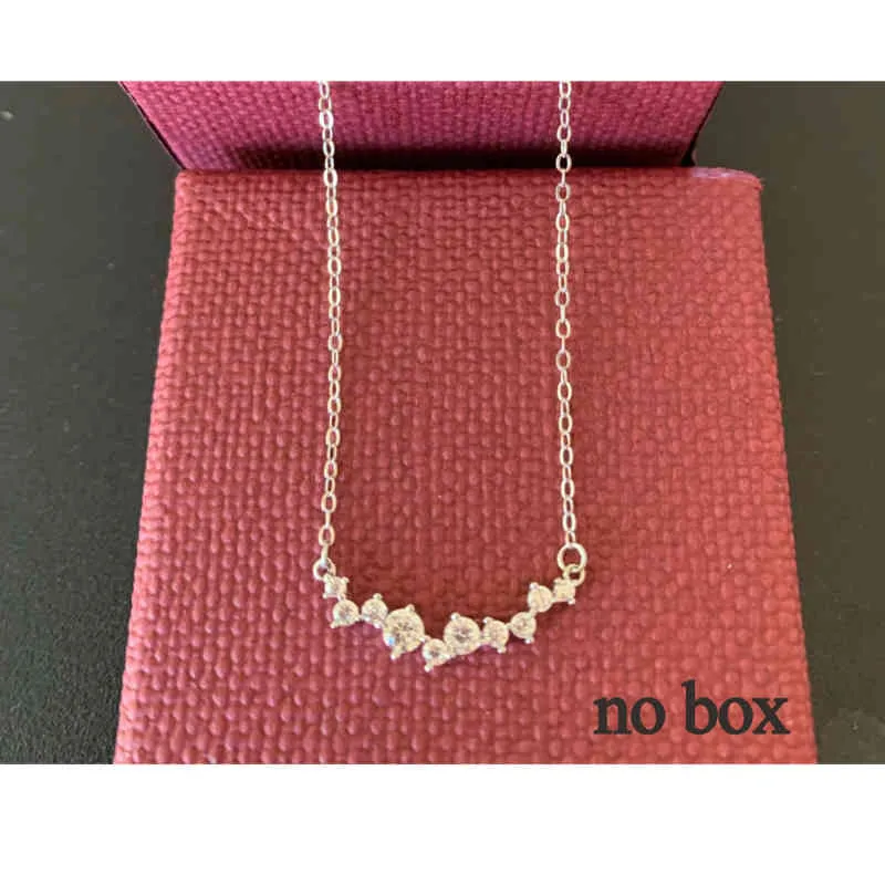 925 Sterling Silver Koreaanse versie Simple Pave Zirkoon hanger sleutelbeen ketting ketting vrouwen charm bruiloft sieraden6058174