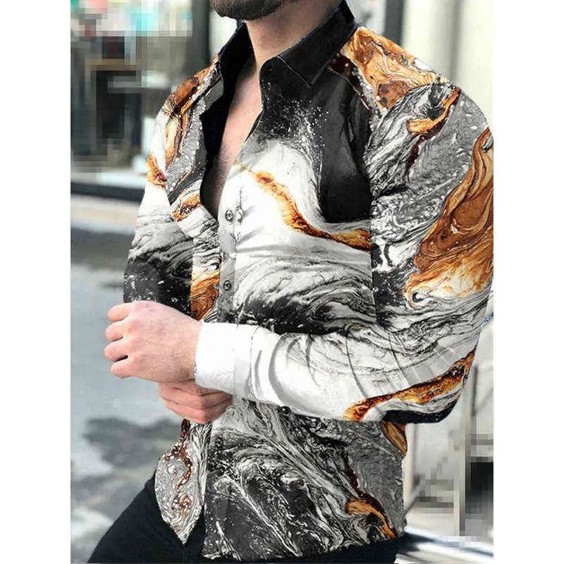 Fashion Luxury Social Men Shirts Rendre le collier boutonné Shirted Wolf Imprimé de loup décontracté sur les vêtements pour hommes CARDIGAN G220511