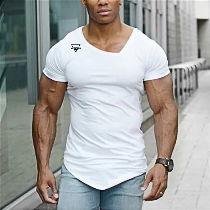 Summer Fashion Brand T-Shirt Mens Gyms Clothing V-neck Short Sleeve Slim Fit T Shirt Ftiness Men compression Tshirt homme 220507