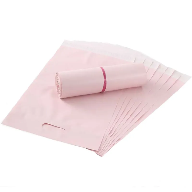 50 st rosa handtag Express lope påsar kurir poly mailing färgförpackning leveranskläder anpassad tryck 220704