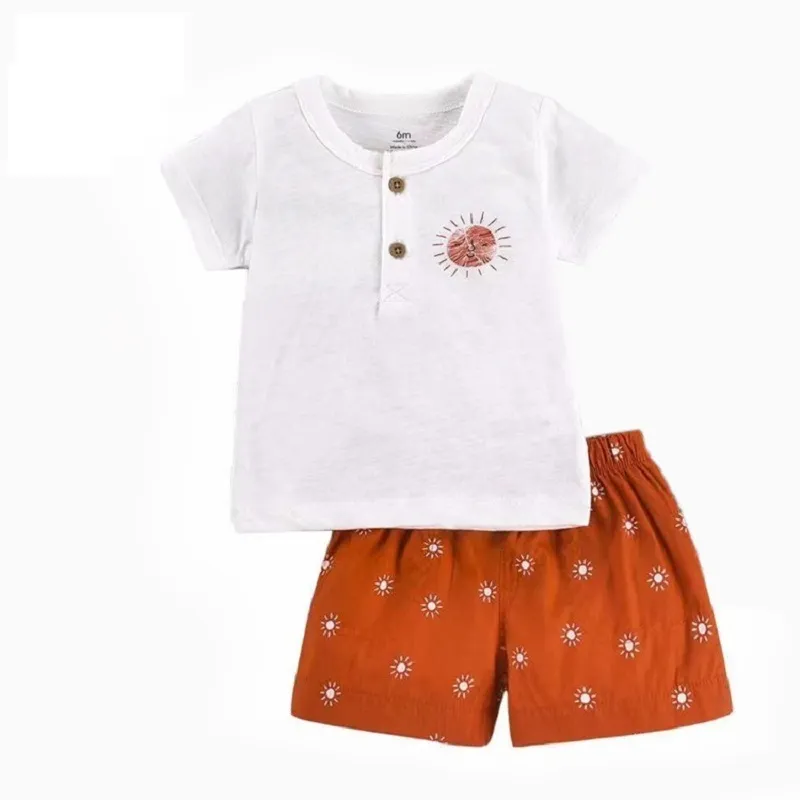 T-shirt de impressão de manga curta   shorts bebê menino roupas de verão conjunto toddler roupa infantil nascido menina traje nascido bebês 220425