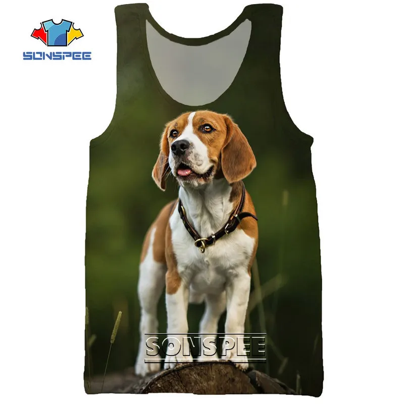 Sonspee 3D Print Animal Dog Beagle Twarz męskie topy na plaży Casual Funny Culturbuilding Gym Muscle Men Sleveless Kamizelka 220627