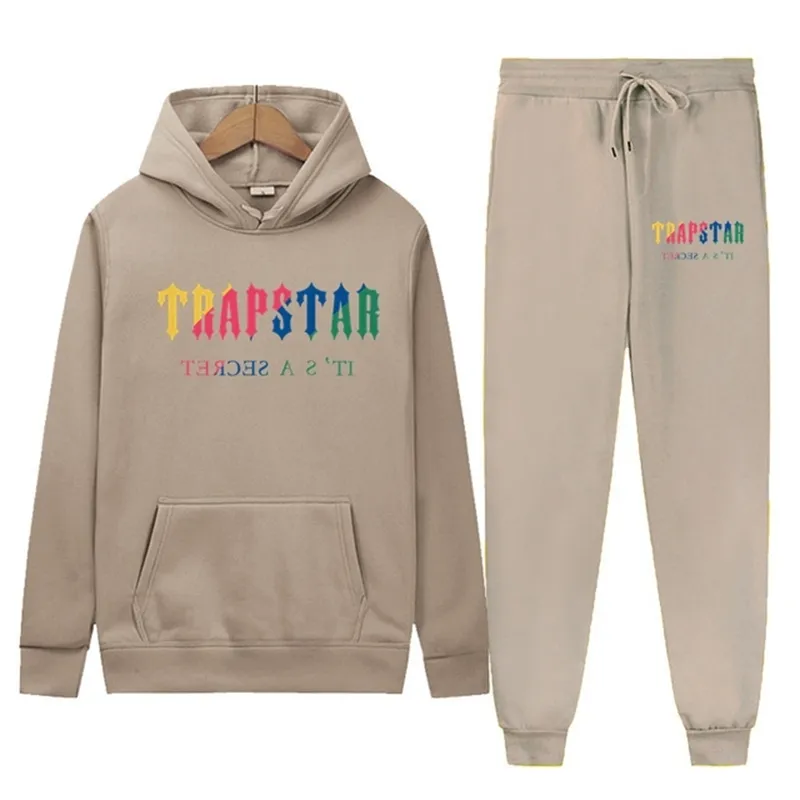 Trapstar Men Hoodie Tracksuit Rainbow Plush Proush Sumproed Wool Tracksuit Pants 220726