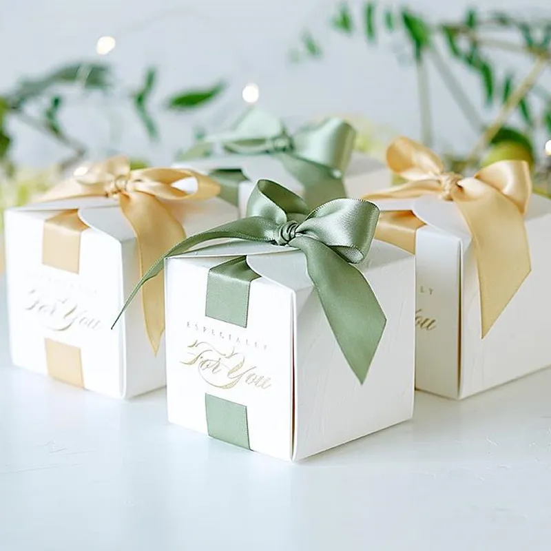 Haut de gamme faveurs de mariage boîte-cadeau boîtes à bonbons pour baptême bébé douche anniversaire événement fête fournitures porte-enveloppes avec ruban 220427