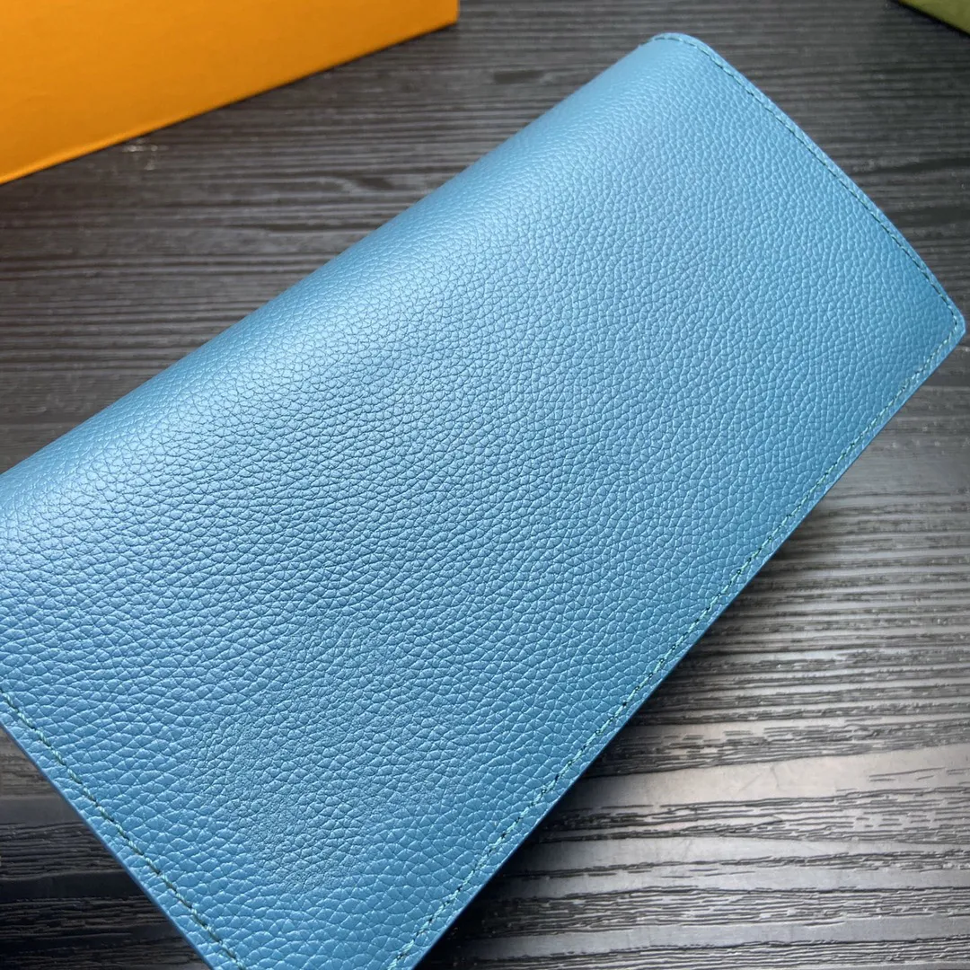Tz Fashion torebki Blue Aerogram Brazza Money Folder Luksusowa cielęcy skóra długa portfel Męs
