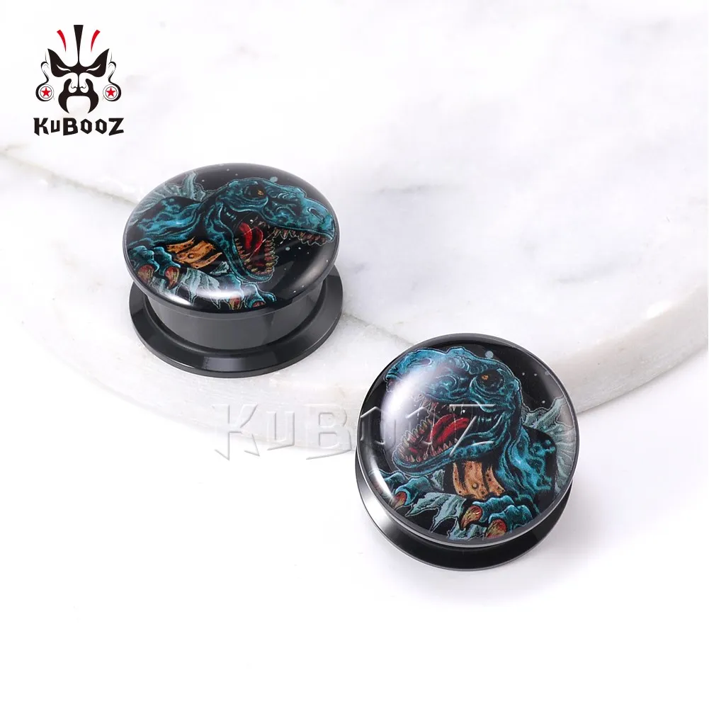 KUBOOZ Acryl Dinosaurus Haai Oordoppen Tunnel Piercings Meters Lichaam Sieraden Piercing Expander Hele 6-25mm 308y