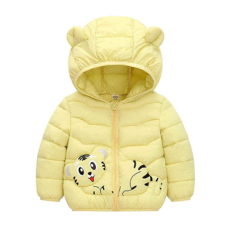 LZH 2022 Autumn Winter Baby Girls Down Ofilted para meninos desenho animado com capuz parka de Halloween traje de Halloween 1-6 anos J220718