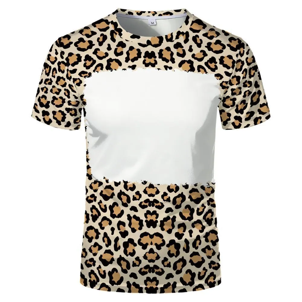 UPS 31 Patterns Sublimation Blank Leopard Bleached Shirts Heat Transfer Printed 95% Polyester T-Shirts for Adult and Children